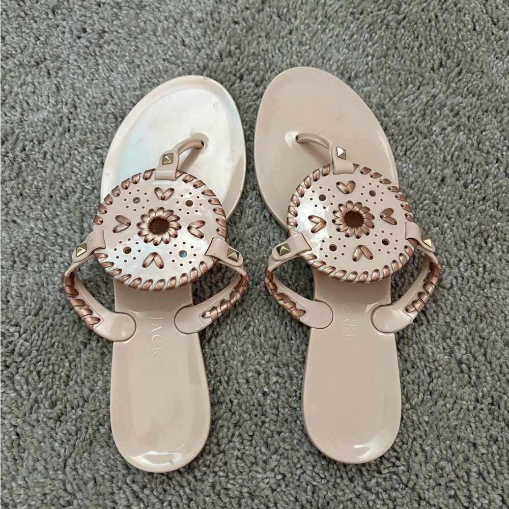 Jack Rogers Pink Champagne Leather Thong Sandals